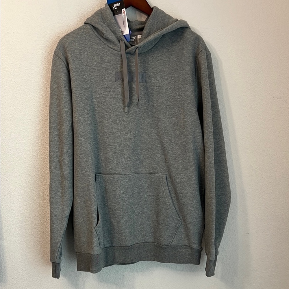 BNWT Puma Gray Sweatshirt with Adjustable Hood and Ribbed Cuffs